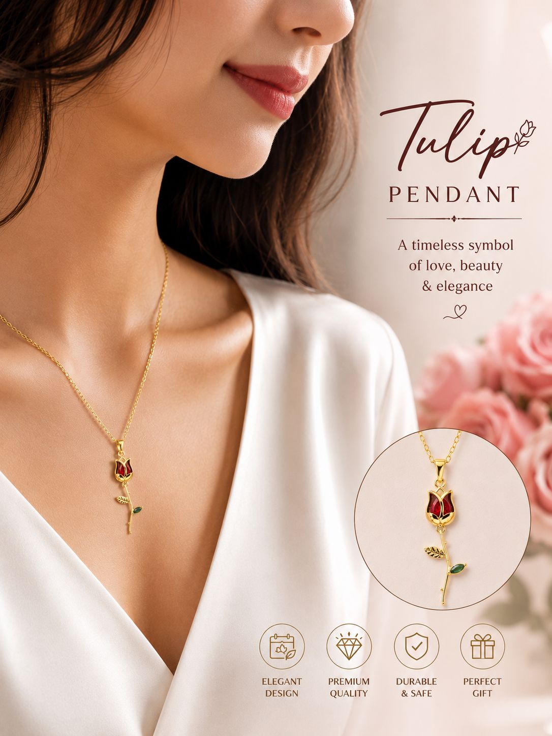 RAHA & CO. Enamel Rose Pendant neclace