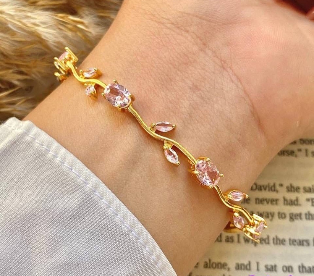 RAHA & CO. Powder Pink Gold Crystal Bracelet